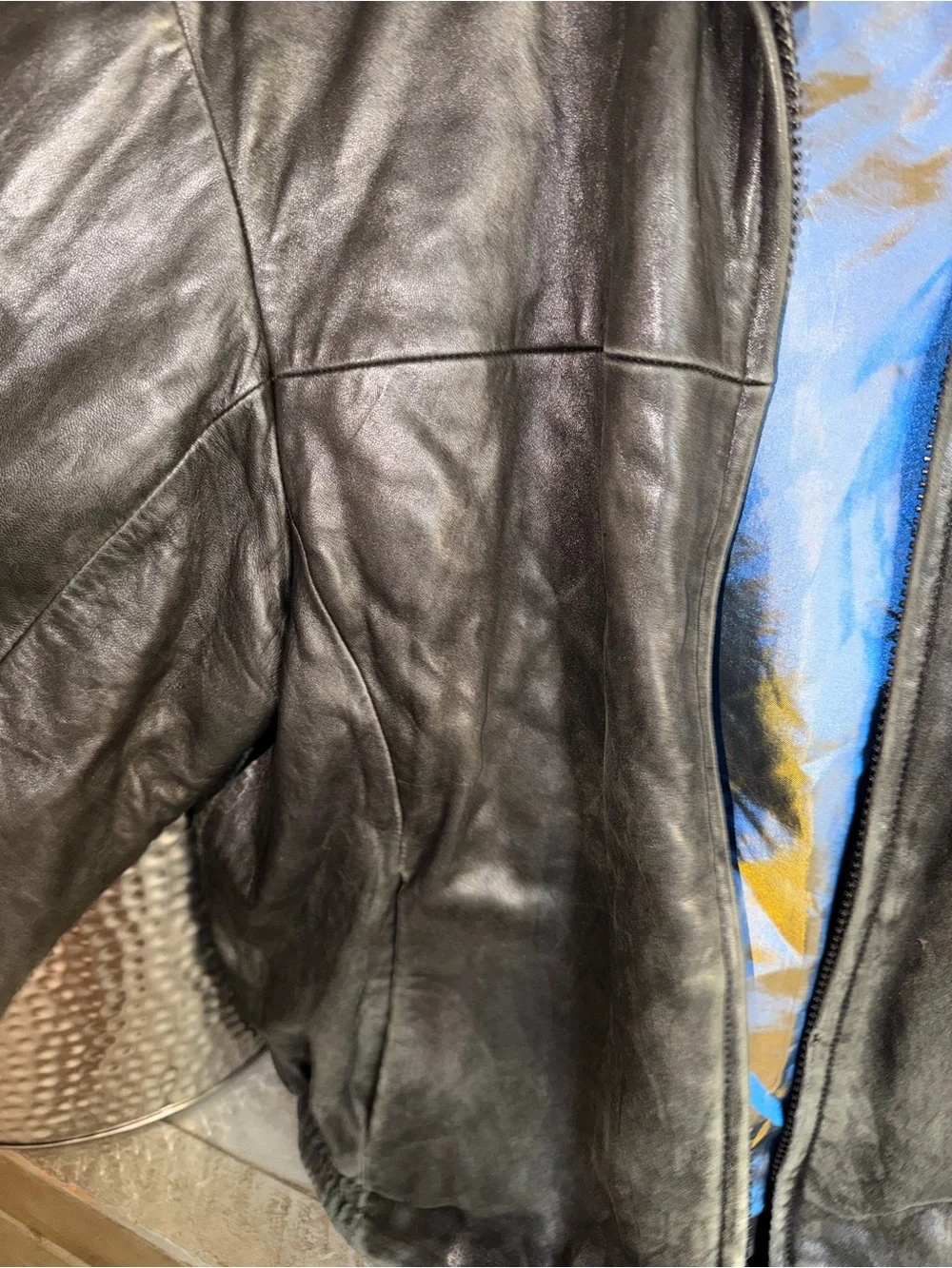 Wilson’s Leather Pelle Studio Black Leather Jacket with Blue Lining